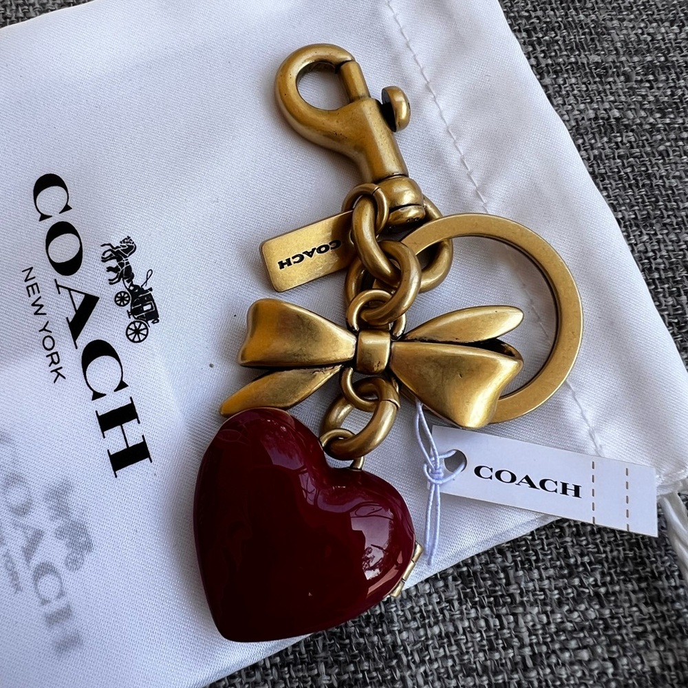 Coach Bow Heart Locket Bag Charm - Picture 4 of 6